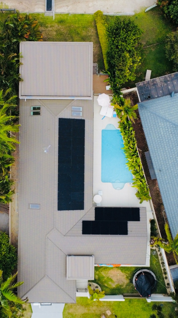 Aerial solar installation on a South East Queensland home